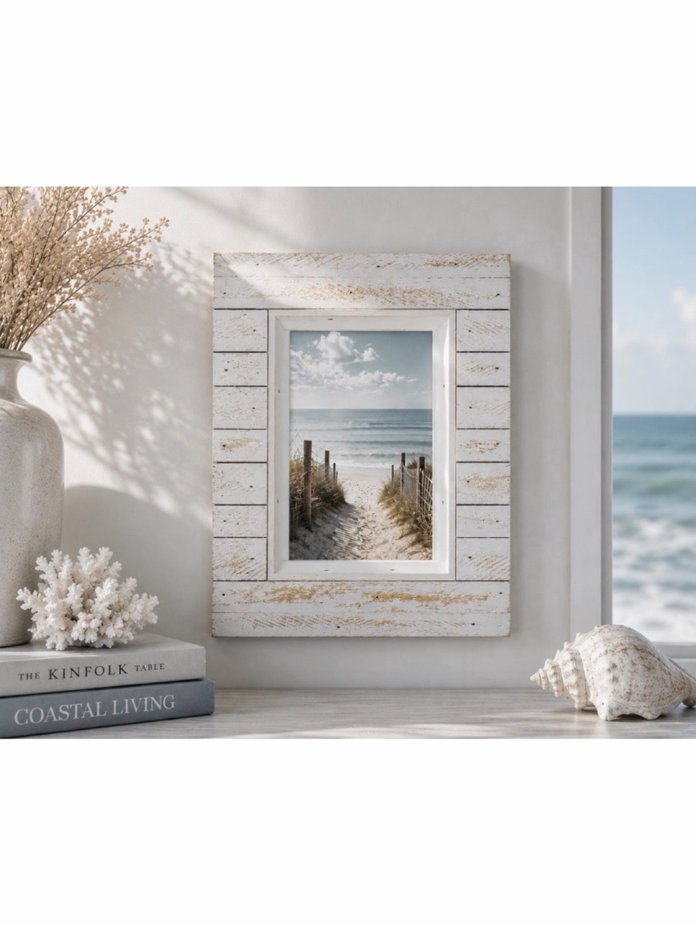 (NWT) AARON BROTHERS • White High Tide 5x7 Wooden Photo Frame - Picture 13 of 13